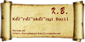 Köröskényi Bazil névjegykártya